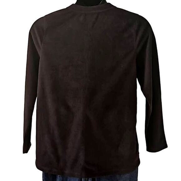 NWT St. John’s Bay Black Polar Fleece V-Neck Pullover Sweatshirt Size Large - Picture 5 of 5